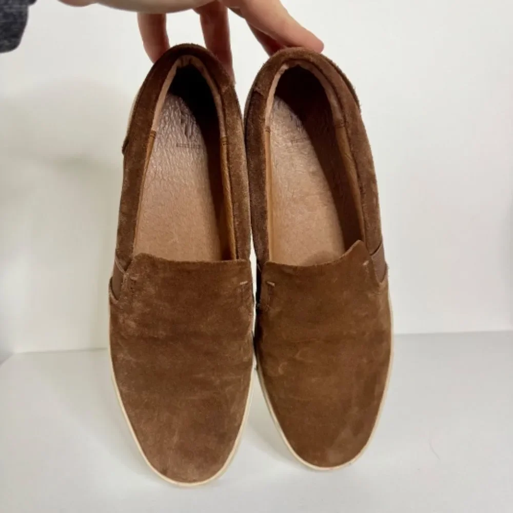 FRYE Ivy Suede Leather Slip On Flat Sneaker - Brown | Size 8